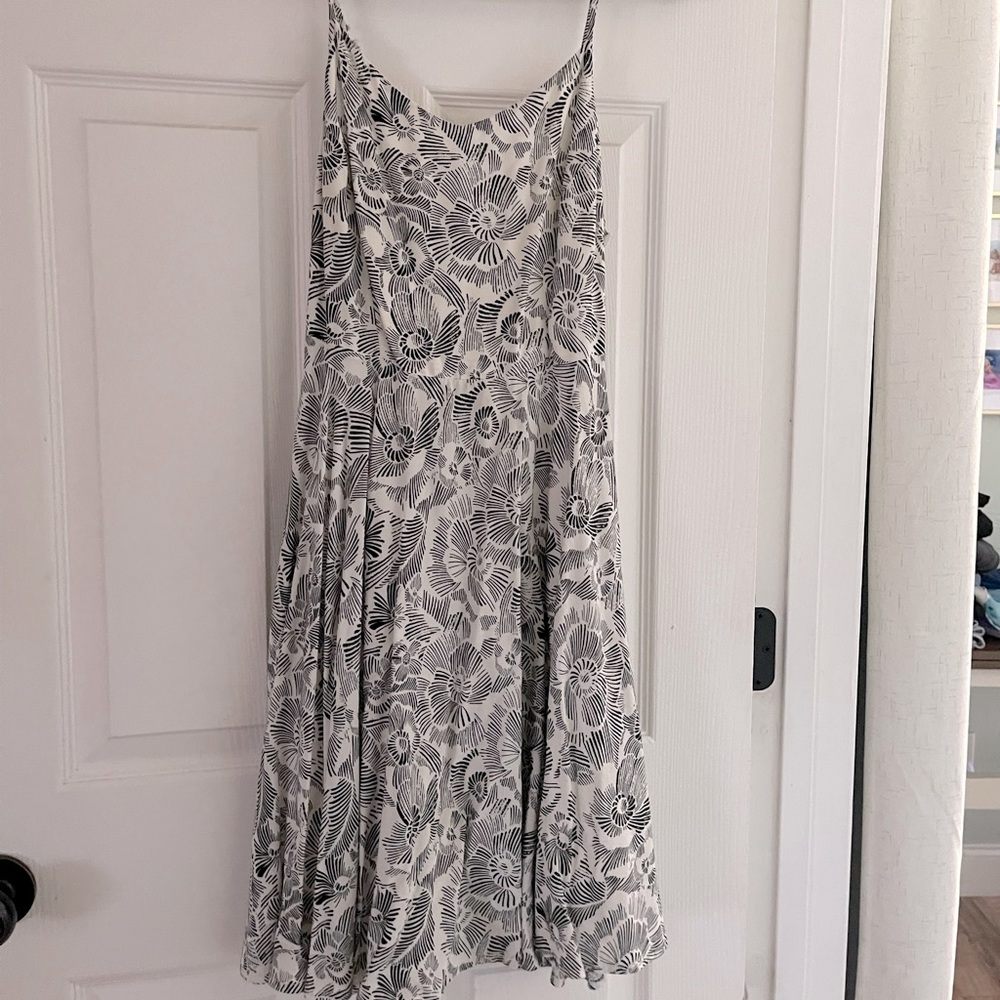 Black and white floral swing dress